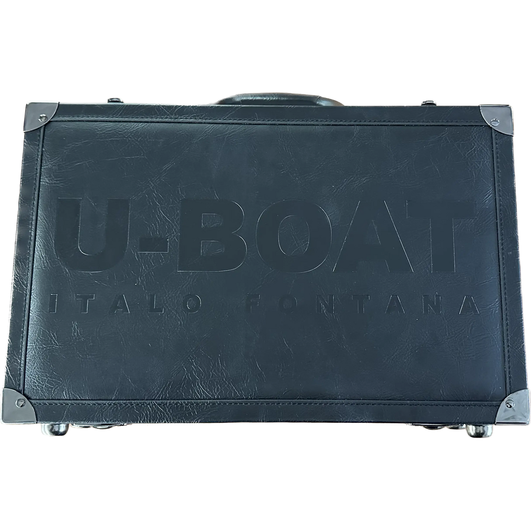 U-BOAT حقيبة جلدية سوداء تحمل 5 ساعات السفر UBOAT-001