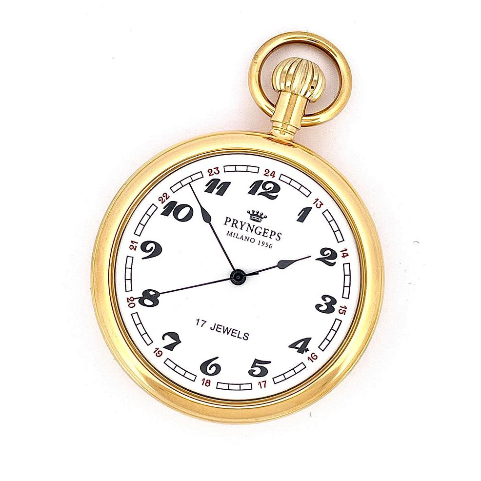 Pryngeps orologio da tasca carica f.s. 51mm acciaio finitura PVD oro giallo T062/L - Capodagli 1937