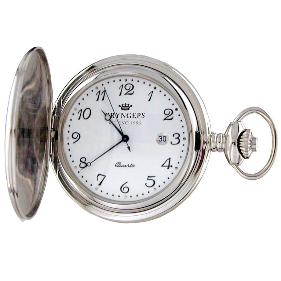 Prygeps карманные часы Savonette 47 мм белый кварцевый стальной T079/1
