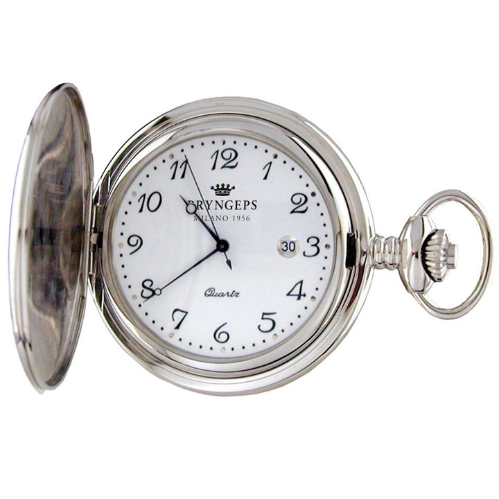 Pryngeps relógio de bolso Savonette 47 milímetros de aço de quartzo branco T079/1