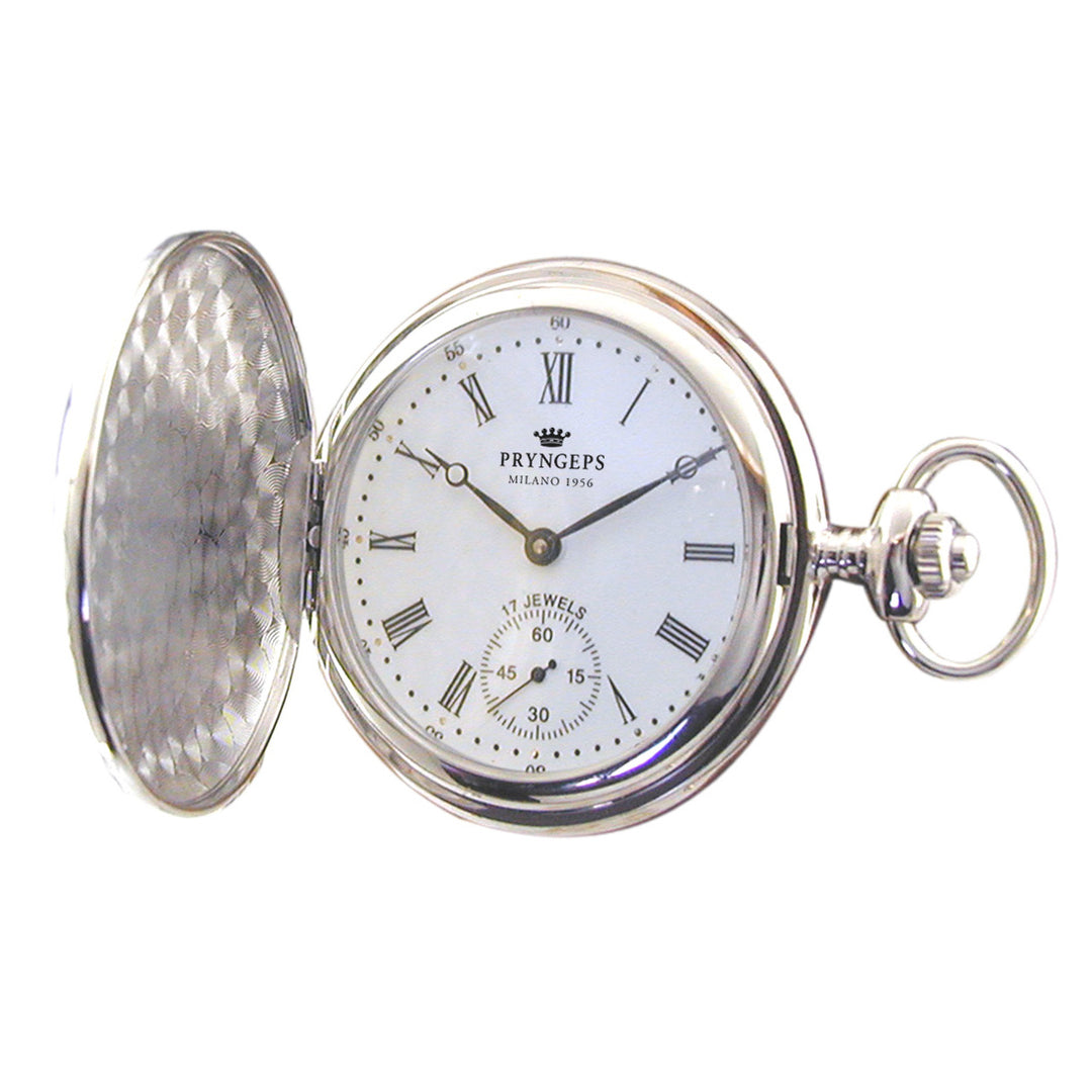 Pryngeps जेब घड़ी 48 मिमी सफेद मैनुअल घुमावदार स्टील T085