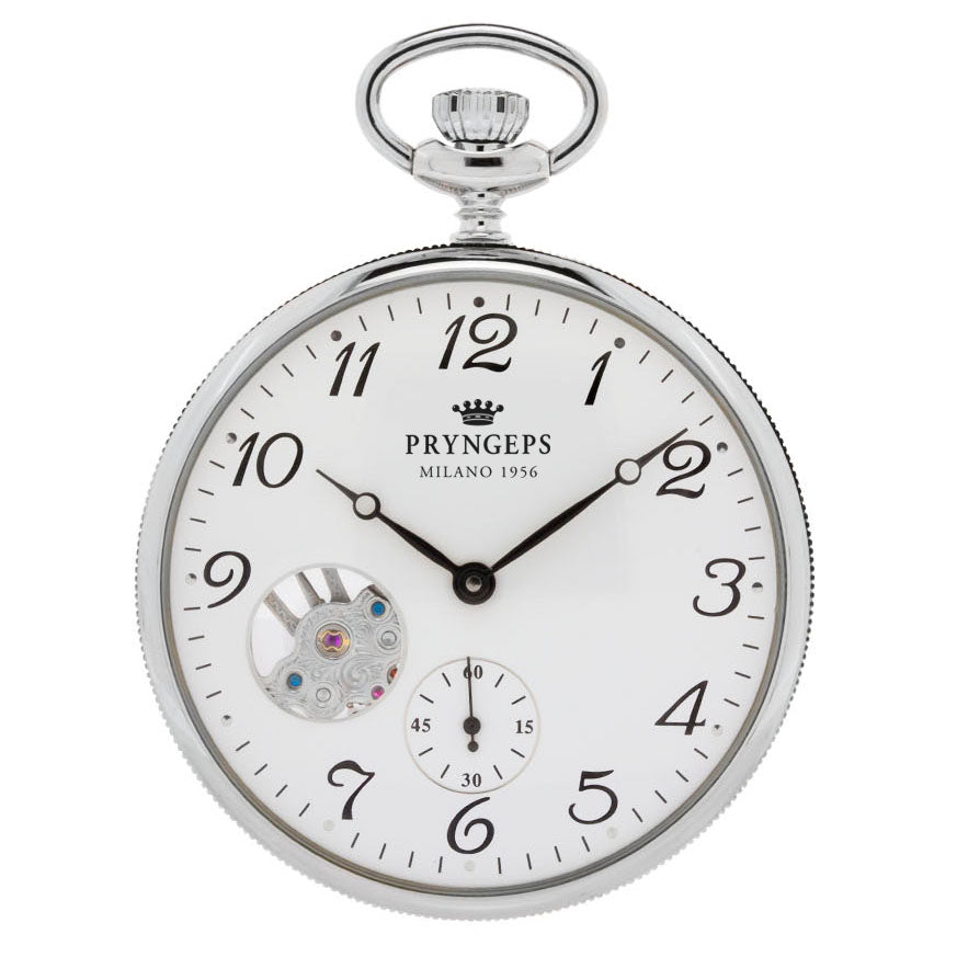 Pryngps Pocket Watch 50mm White Manual Charge Steel T087