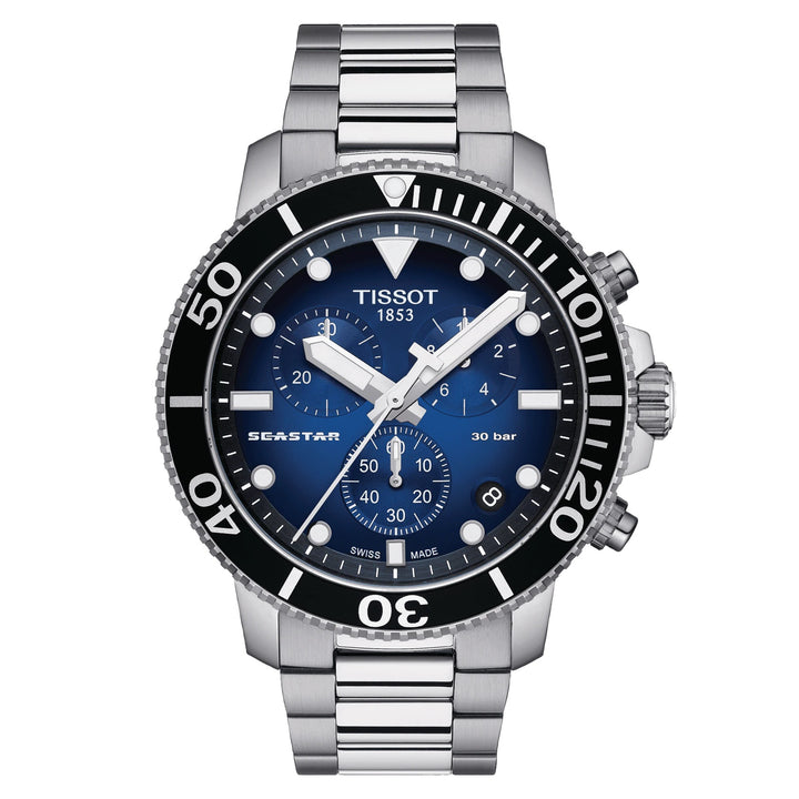 Tissot relógio Seastar 1000 cronógrafo 45 milímetros azul de aço de quartzo T120.417.11.041.01