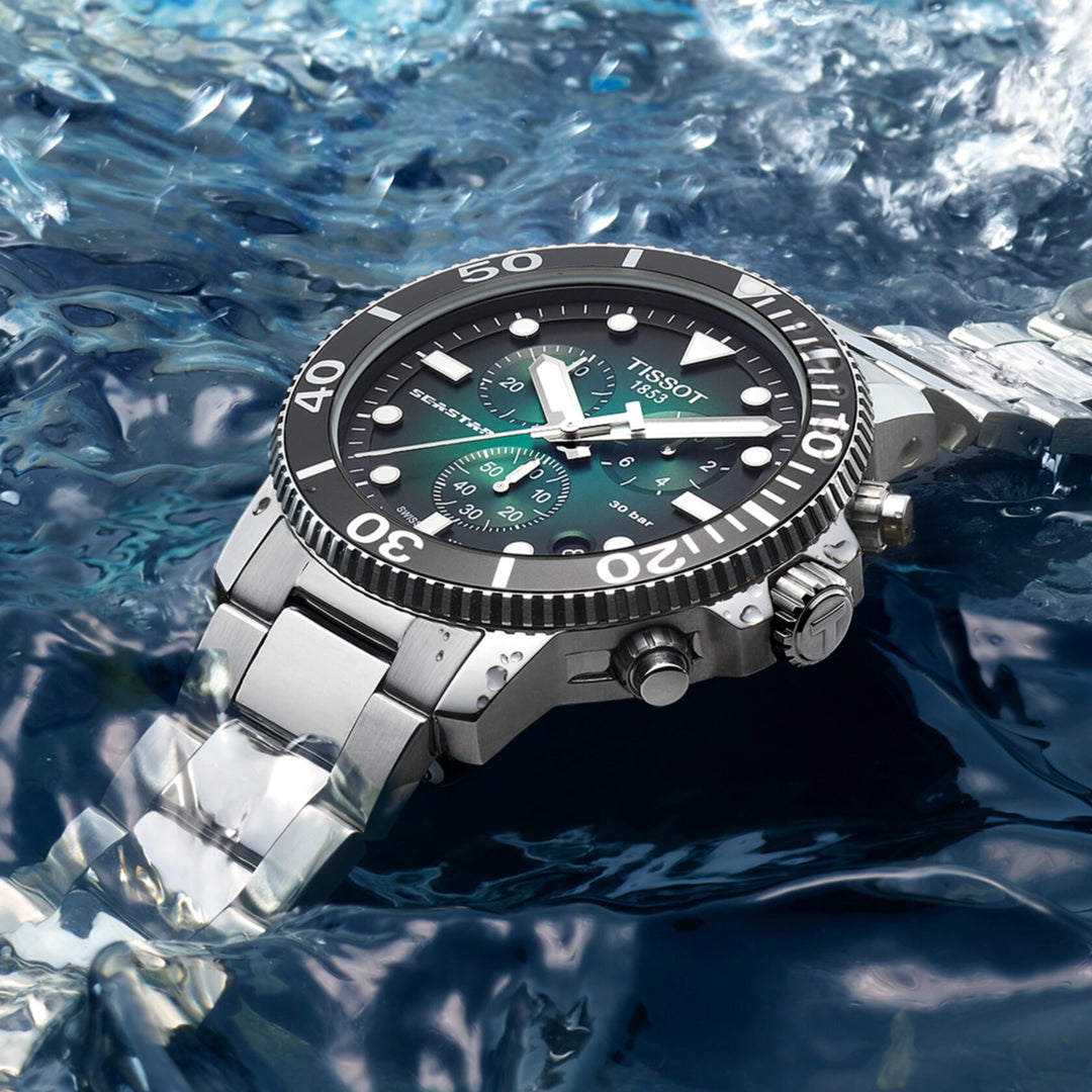 Tissot Watch Seastar 1000 Chronograph 45.5mm Green Quartz Steel T120.417.11.091.01