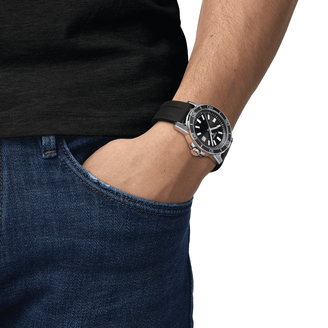 Tissot relógio Supersport Gent 44 milímetros de aço de quartzo preto T125.610.17.051.00