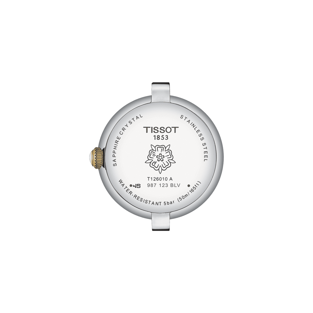 Tissot Piękny zegarek Mała dama 26 mm biały kwarc stalowy PVD kończy żółte złoto T126.010.22.013.00