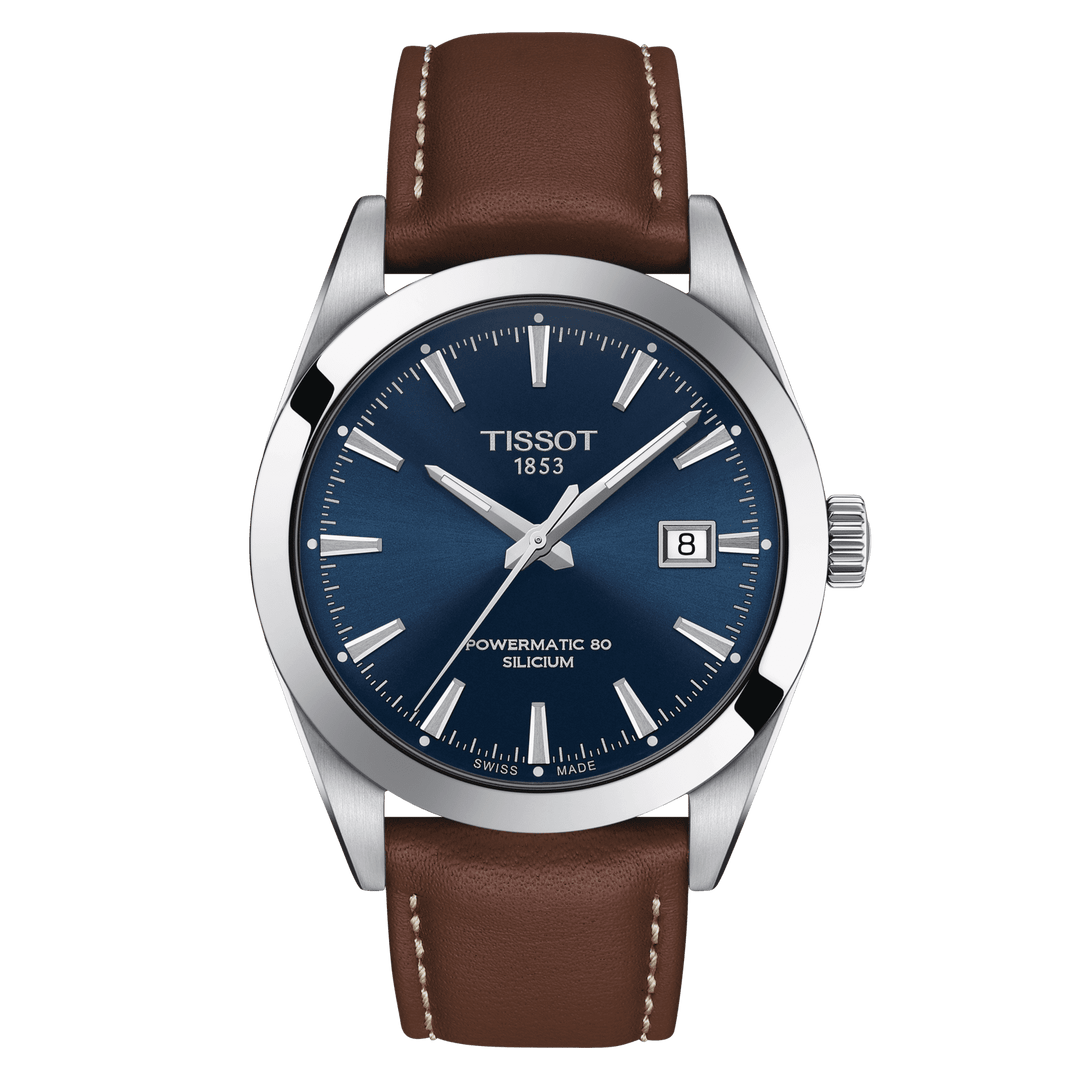Tissot घड़ी Gentleman Powermatic 80 सिलिकॉन 40 मिमी नीला स्वत: स्टील T127.407.16.041.00
