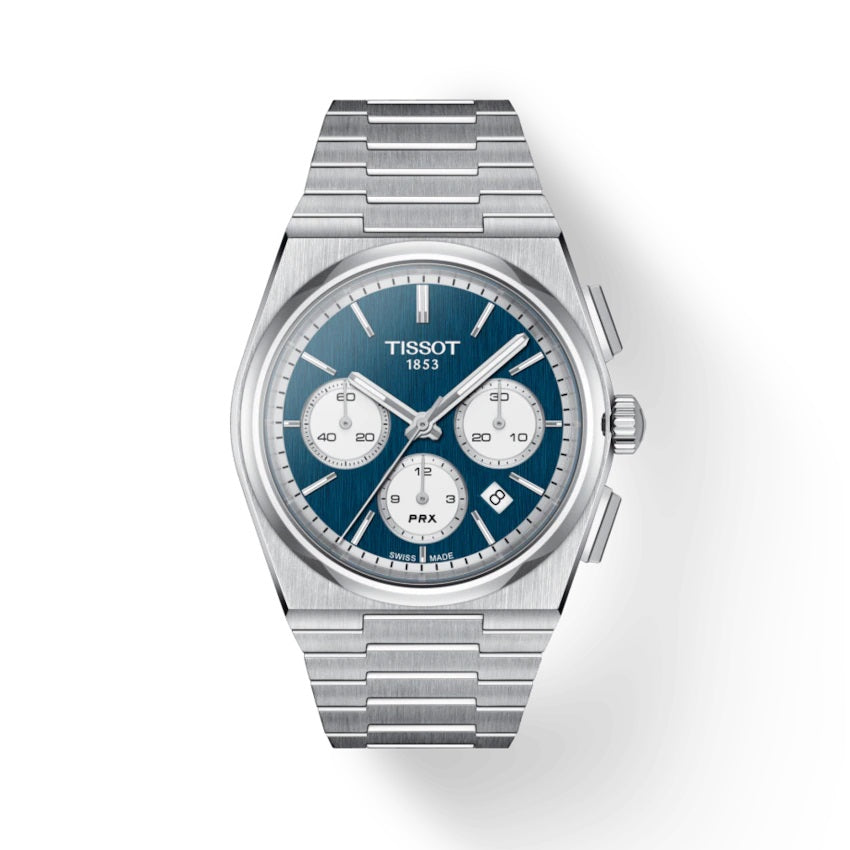 Tissot Clock PRX automatický chronograf 42mm modrá automatická ocel T137.427.11.041.00