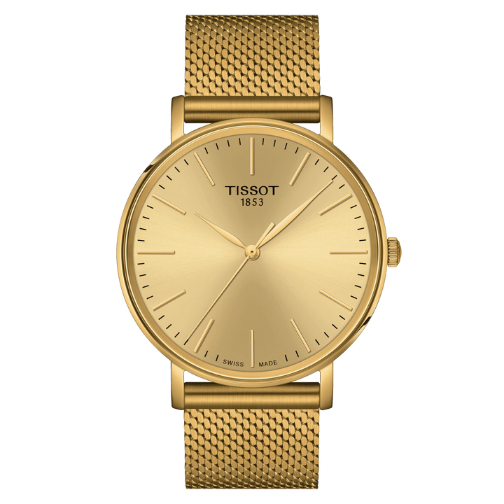 Tissot腕時計 Everytime Gent 40mmシャンパン石英鋼PVD仕上げイエローゴールドT143.410.33.02.021.00