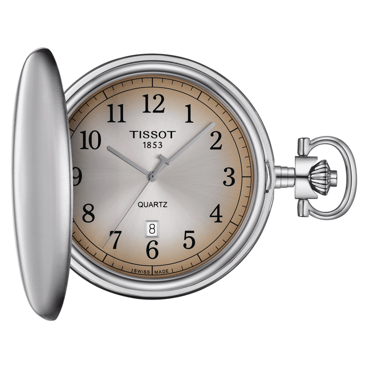 Tissot Savonette Pocket Watch 48.5mm Beige Quartz Steel T862.410.19.292.00