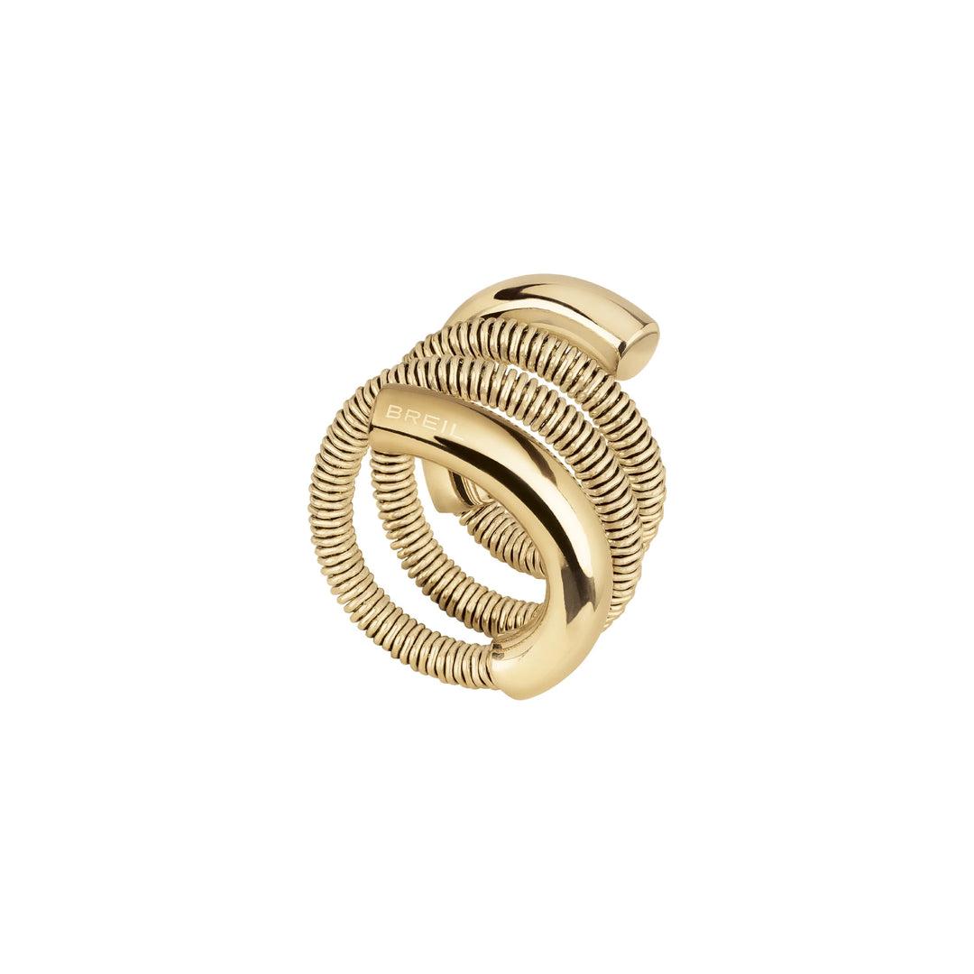 Breil anel de aço novo Snake acabamento de ouro IP TJ3082