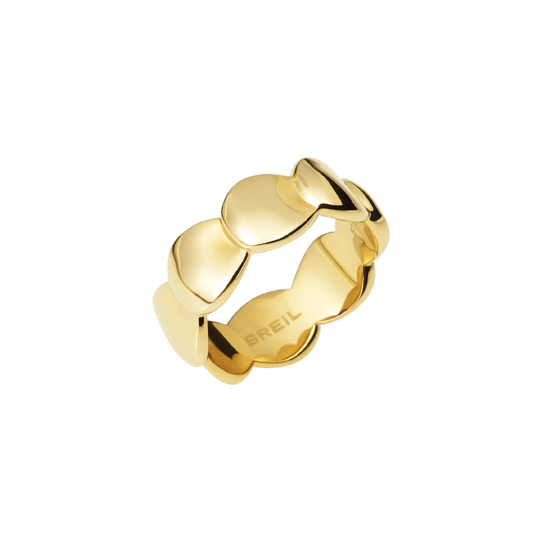 Breil anel Brilho B Whisper acabamento de aço IP ouro TJ3239