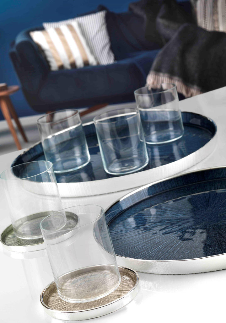 Argenesi 带6个玻璃杯的光托盘 D. 32cm 银玻璃 1.754097