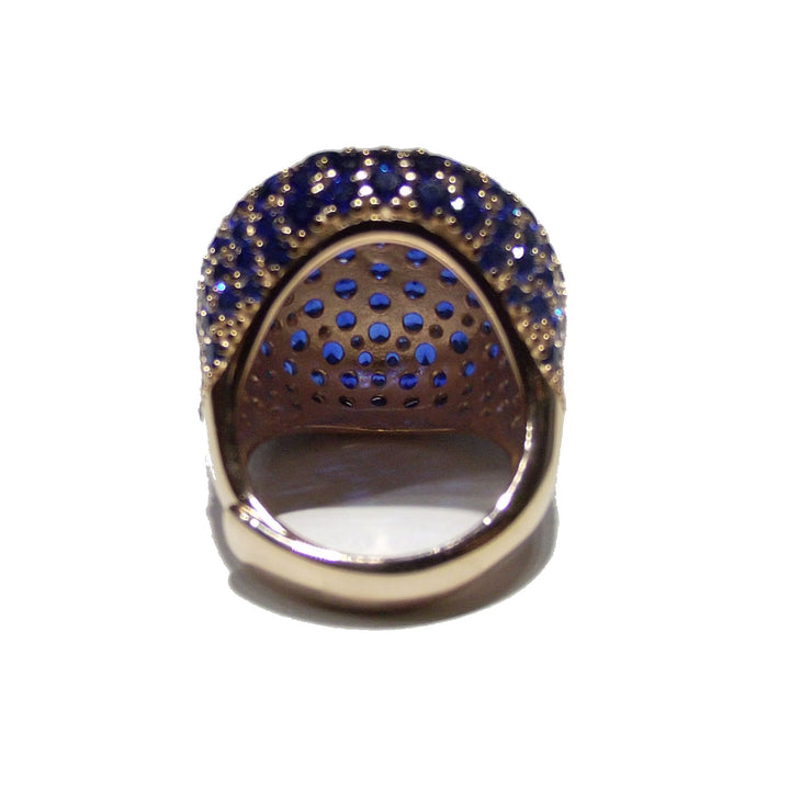 خاتم موروسيتاس 925 الفضة النهاية PVD الذهب الأصفر الكوارتز الياقوت الأزرق CPD-ANE-ARG-0001-BL