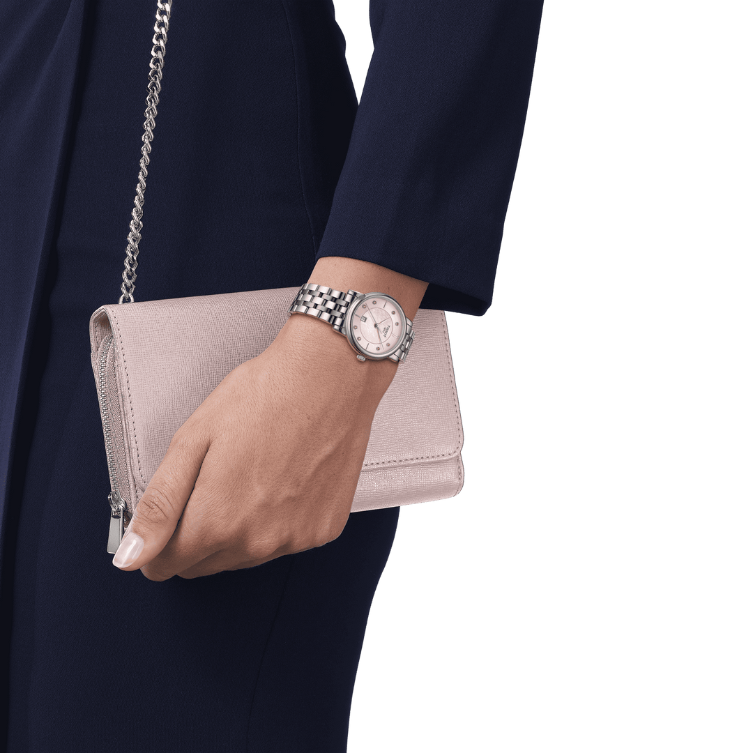 Tissot relógio Carson Premium Lady 30 milímetros madrepérola rosa de quartzo de aço T122.210.11.159.00.00