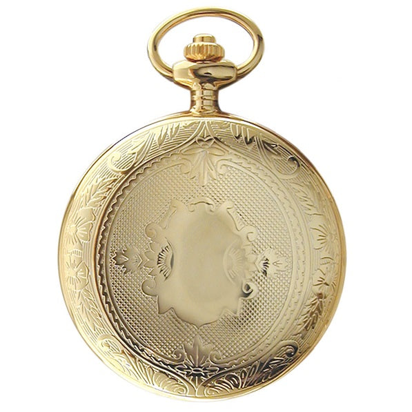 Pryngps 48mm White Pocket Watch Manual Loading Steel Finish PVD Yellow Gold T085L