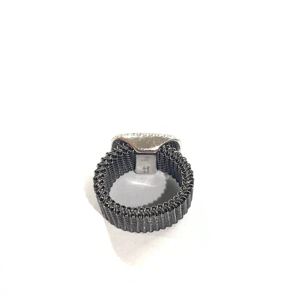 טבעת טבעת אידיאנדדי קארר פלדה גימור PVD כסף שחור 925 מעוקב זירקוניה אנגרה-זירקיה