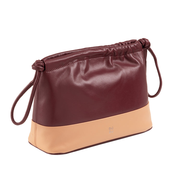 DuDu Kvinnors väska i mjuk läderväska, färgad kopplingspåse med kakor och axelrem