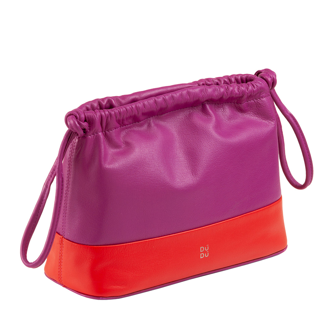 DuDu Kvinnors väska i mjuk läderväska, färgad kopplingspåse med kakor och axelrem