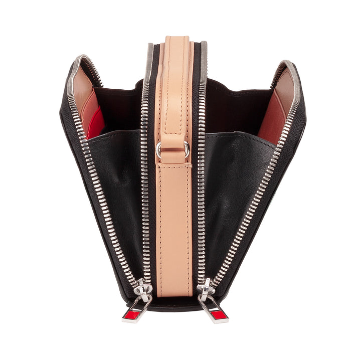 DuDu Liten kvinnors axelväska i dubbla läder gångjärn multitacked handväska portfölj