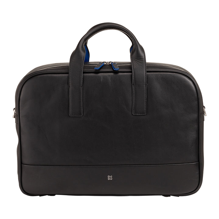 DuDu 男式女式皮革工作包,PC或MacBook手提包,长达16英寸,办公文具手提包,带肩带,手柄和双拉链