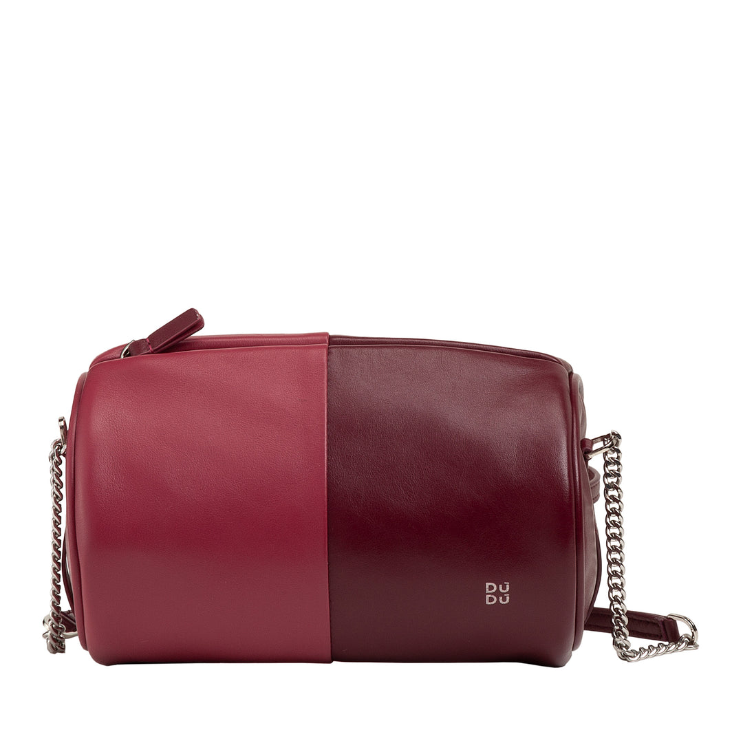DUDU बेलनाकार चमड़े की महिला बैग, चेन और चमड़े के साथ कंधे बैग, ज़िप के साथ छोटे फैशन सुरुचिपूर्ण बेलनाकार बैग