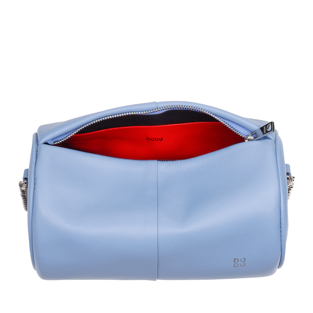 DUDU حقيبة المرأة اسطوانية جلدية, حقيبة الكتف مع سلسلة والجلود, حقيبة اسطوانية صغيرة أنيقة أزياء مع سستة