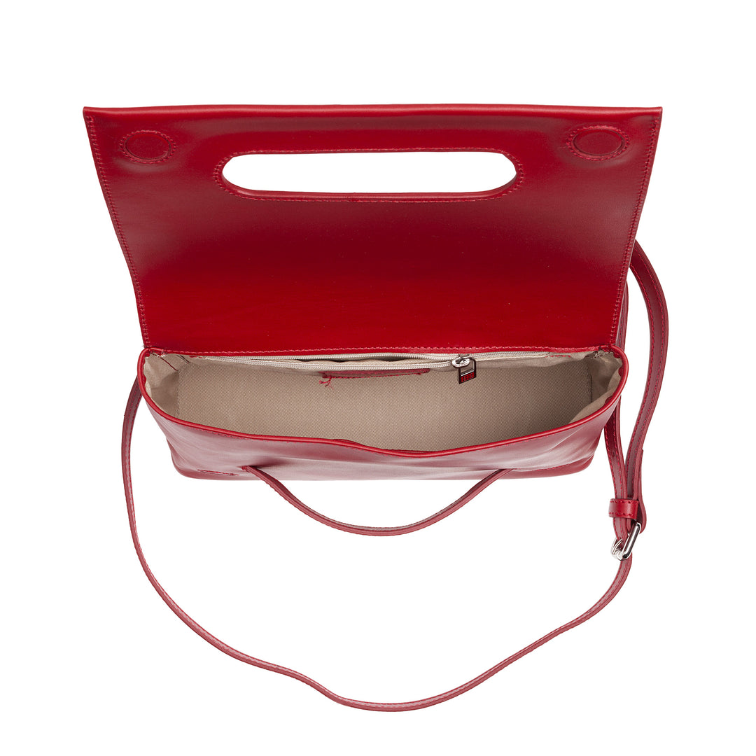 DuDu Made in Italy Hand Leer Shoulder Bag Bag Bag met handbehandeling en externe ritssluiting