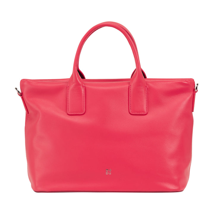 DuDu Handväska i läder med axelrem, liten axelväska med blixtlås och löstagbar axelrem, färgglad elegant handväska