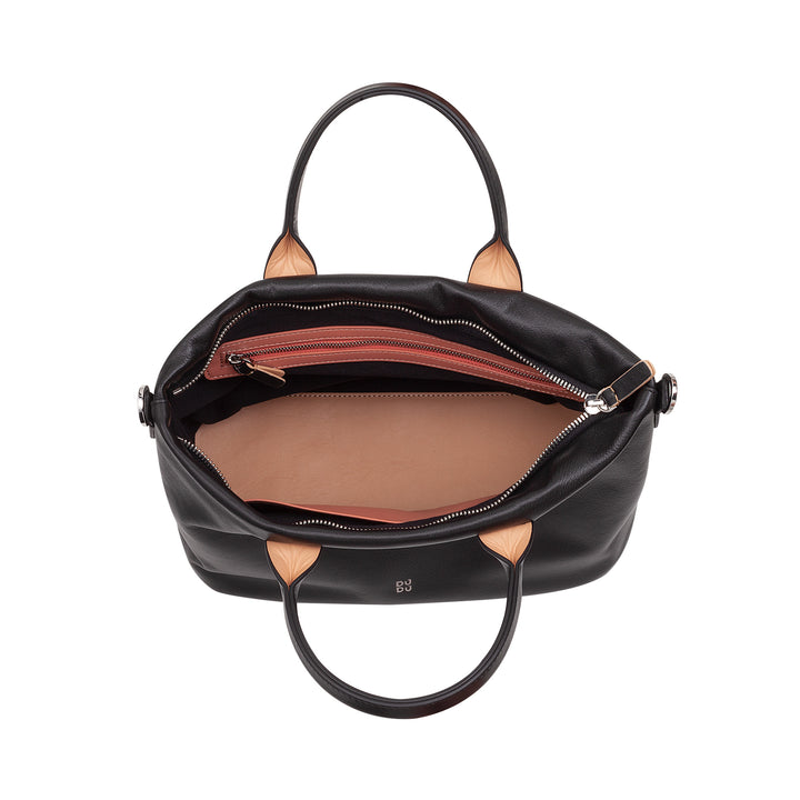 DuDu Håndpose i læder med skulderrem, lille skulderpose med lynlås og aftagelig skulderrem, farverig elegant håndtaske