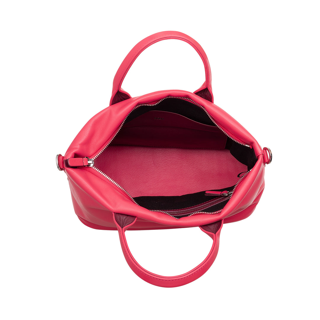 DuDu Handväska i läder med axelrem, liten axelväska med blixtlås och löstagbar axelrem, färgglad elegant handväska