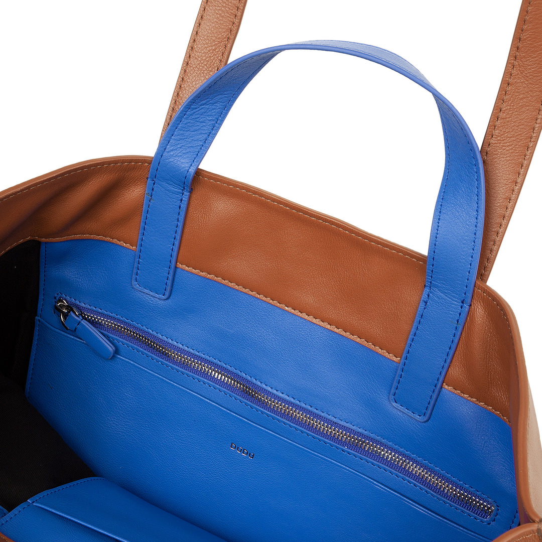 DuDu Miękka torba damska, torba na zakupy w kolorowej skórze, podwójne uchwyty, elegancka torba na ramię, duża torebka