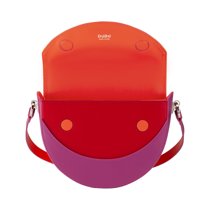 DuDu Dámská taška s pevnou koženou stolicí v Itálii kůže s dvojitým ramenním popruhem a magnetickým uzavřením