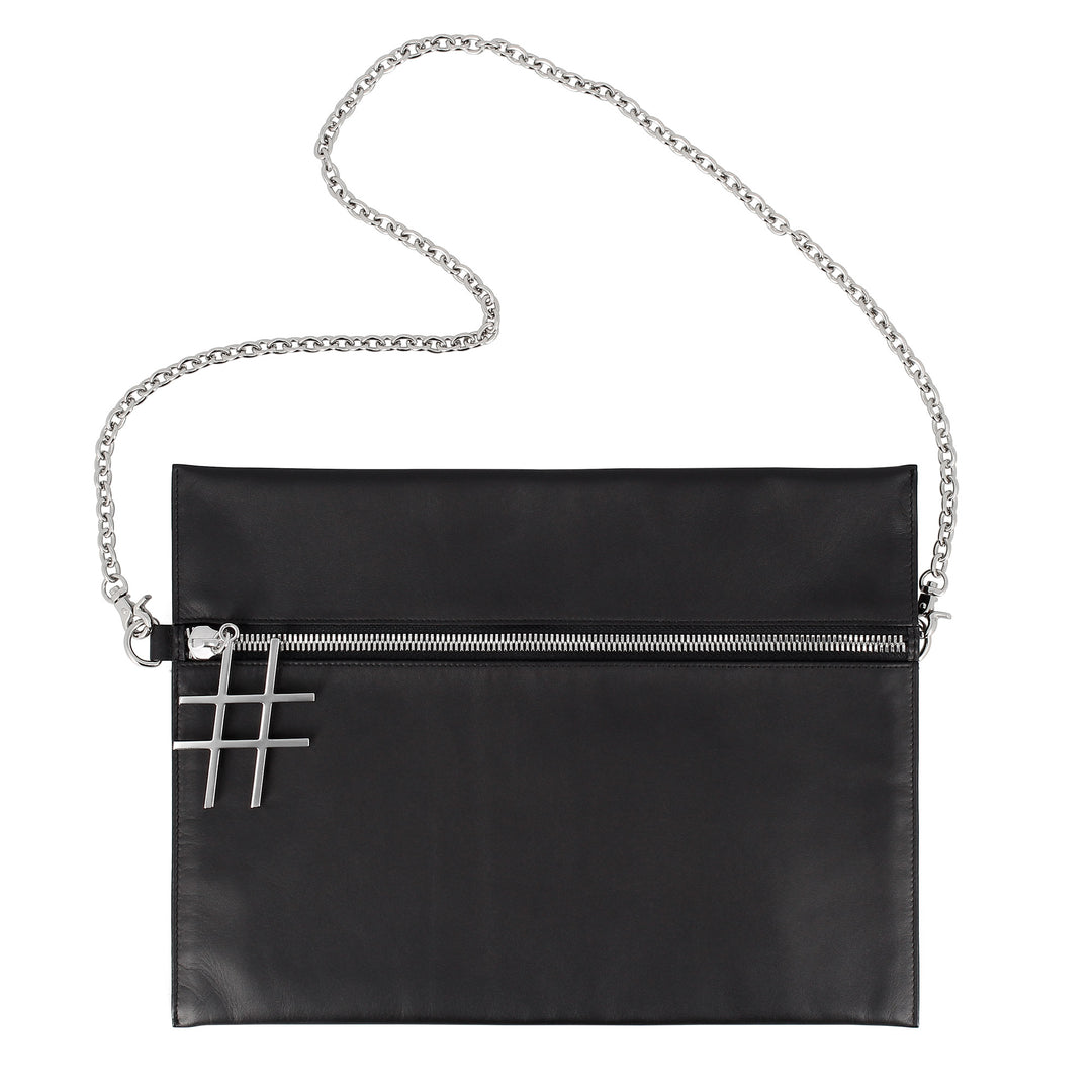 DuDu Czarna torba na bash kobiet w skórze z eleganckim cienkim łańcuchem designowym z zamkiem błyskawicznym