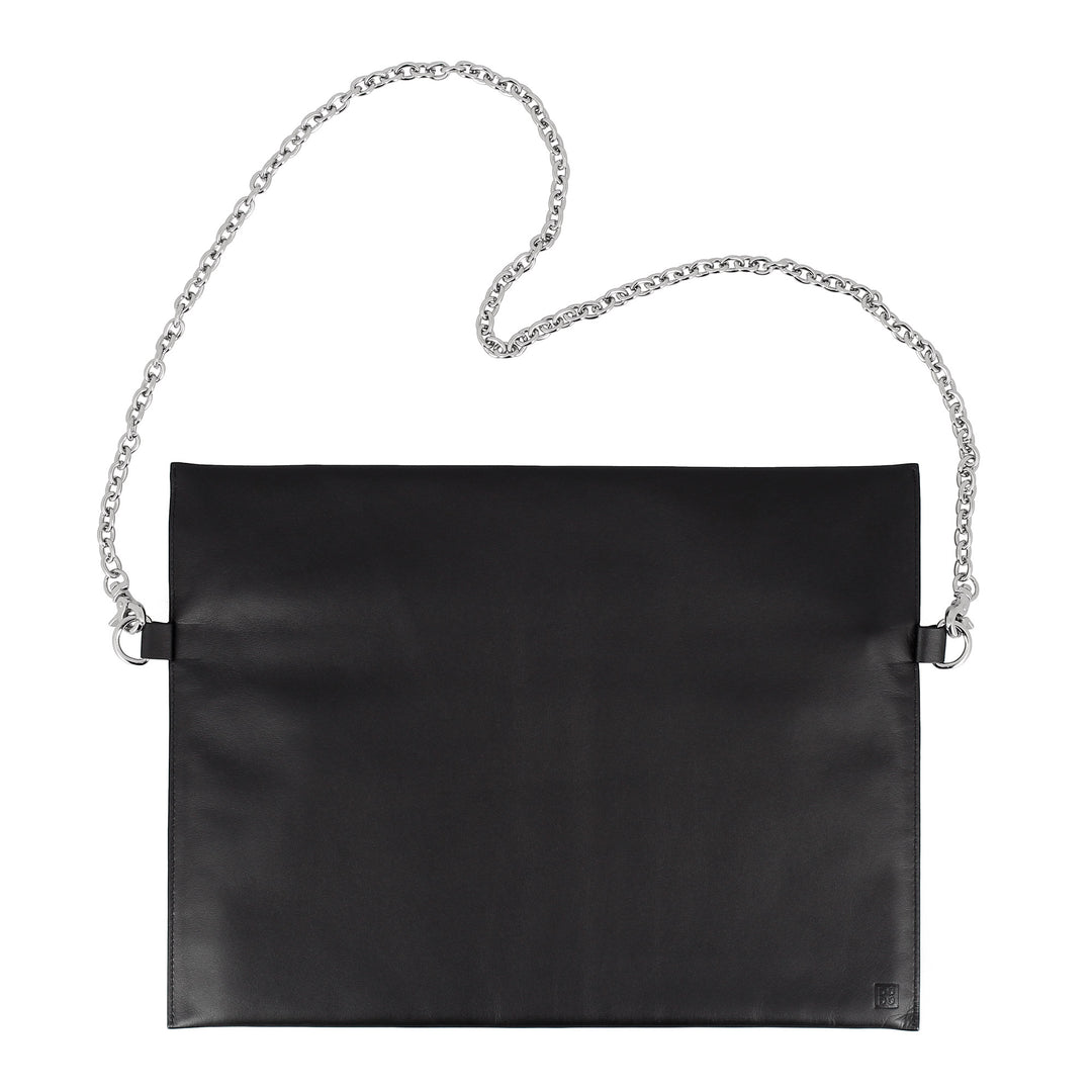 DuDu حقيبة كتف سوداء للنساء جلدية مع سلسلة أنيقة تصميم مع سحاب