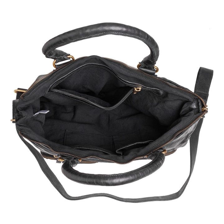 DuDu Vintage kvinnors handväska ner axelväskor i riktiga multiläderläder med zip zip och handtag