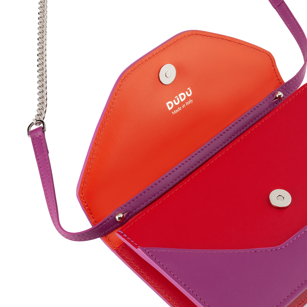 DuDu حقيبة كتف صغيرة للنساء سلسلة مصنوعة في إيطاليا في جلد طبيعي ، قابلة للتحويل في حقيبة ، حقيبة صغيرة في الحقيبة