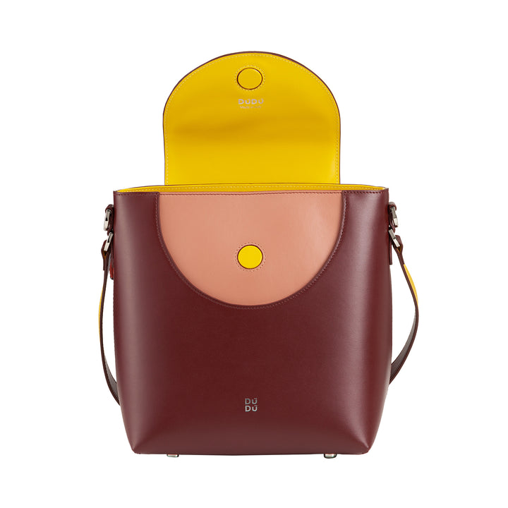 DUDU Women's Bucket Bag with Leather Shoulder Bag Made in Italy Shoulder Bag, Magnetic Flap