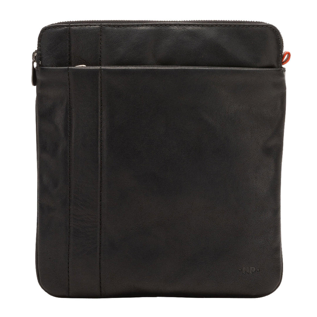 Cloud Leather Crossbody Bag Man Leather Bag Elegant iPad ⁇  Tablet Holder with Zipper Zip