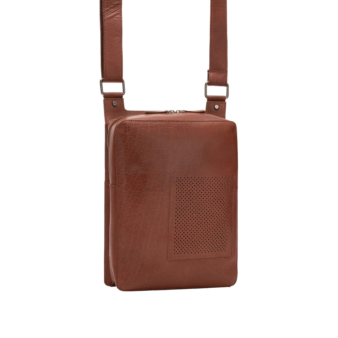 DuDu Messello Messenger Leather Shoulder Bag i Buffalo Buffalo for tabletter med glidelås glidelås