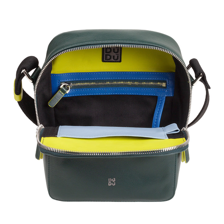 DuDu Torba męska w prawdziwej kolorowej skórze, regulowanej torbie na ramię, mały kompaktowy design, multi przedział i zamykanie