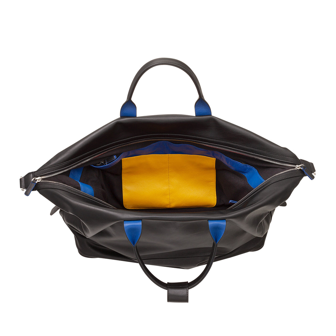 DuDu Reisebag menn i skinnkvinne, helgepose med to håndtak, håndbagasje eller skulderstropp 28 liter med glidelås