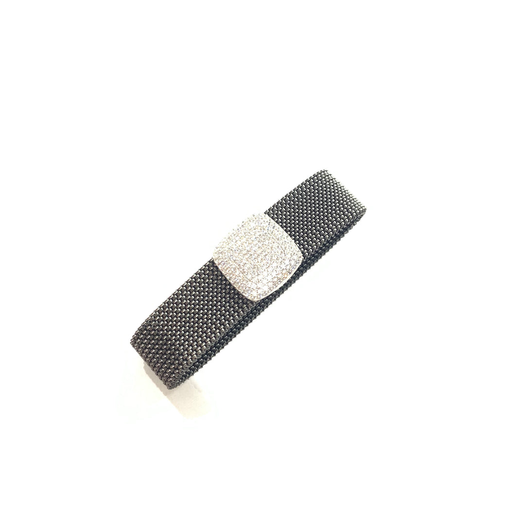 Idandi браслет Allure Carre стальная отделка PVD черный серебро 925 кубический цирконий BR-CARRE-ZIRC