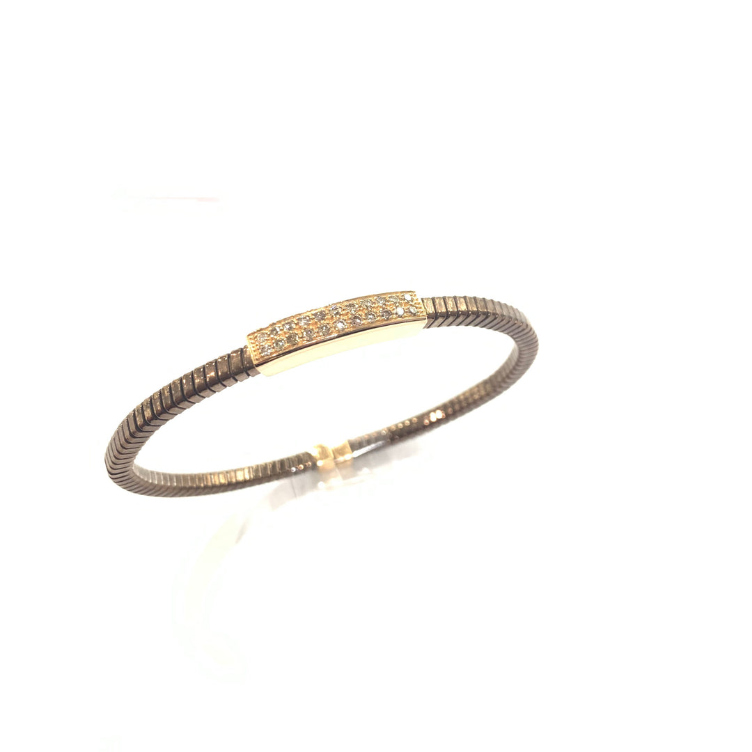 Linser handbojor armband rektangel guldrosa 18kt stål finish pvd brown diamanter 0183br