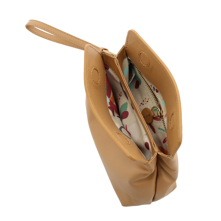DuDu Torba torby ze sprzęgła na nadgarstek w prawdziwej skórze z odłączoną koronką i magnetycznym zamknięciem