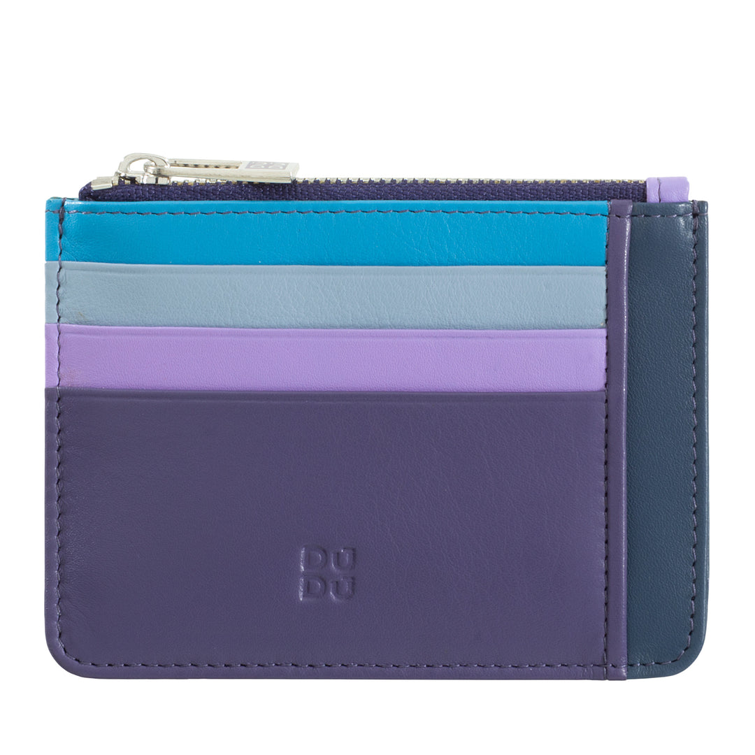 DuDu Kreditkortspåse i riktiga färgglada läderplånbok med zip