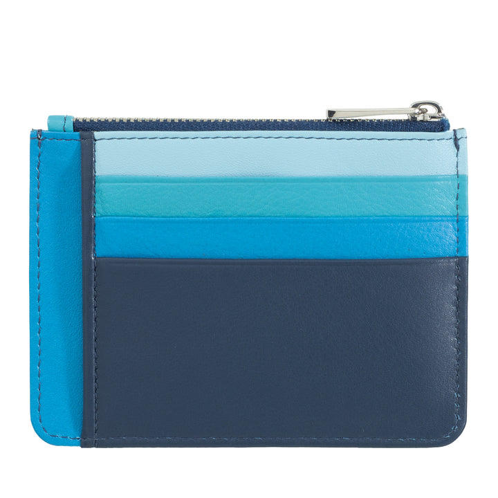 DuDu Kredittkortpose i ekte fargerik skinnlommebok med glidelås