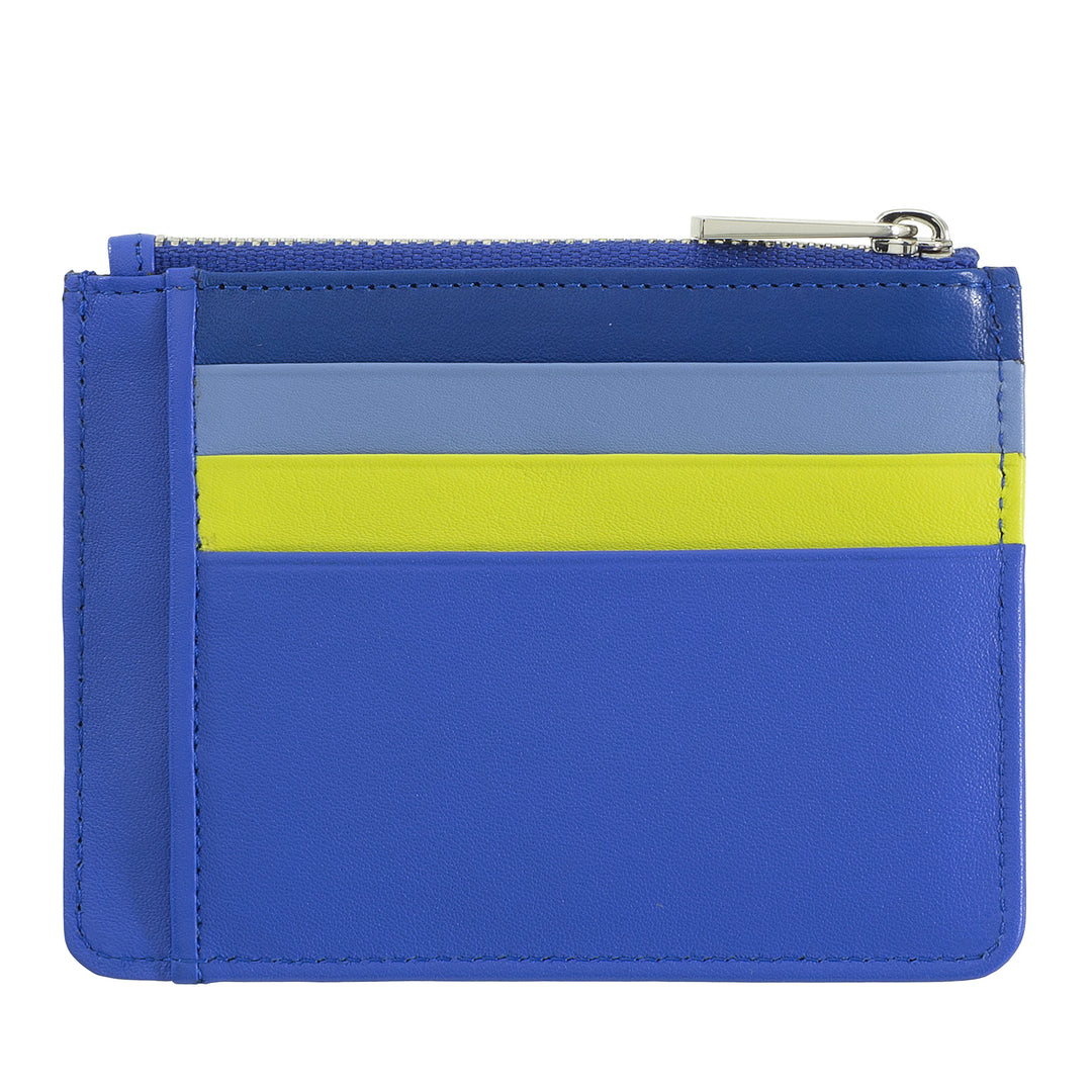 DUDU Bustina porta carte di credito in vera pelle colorata portafogli con zip - Capodagli 1937