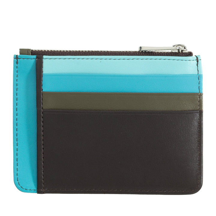 DuDu Kreditkortspåse i riktiga färgglada läderplånbok med zip