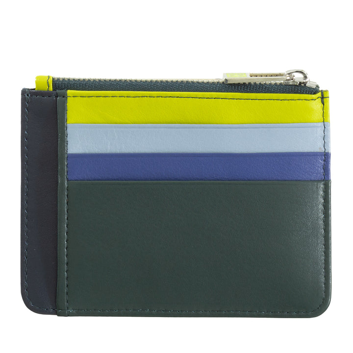 DuDu Torba kart kredytowych w prawdziwym kolorowym skórzanym portfelu z zamkiem błyskawicznym